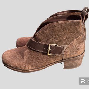 Ugg Wright Belted Booties Genuine Brown Leather Boots Size 7.5